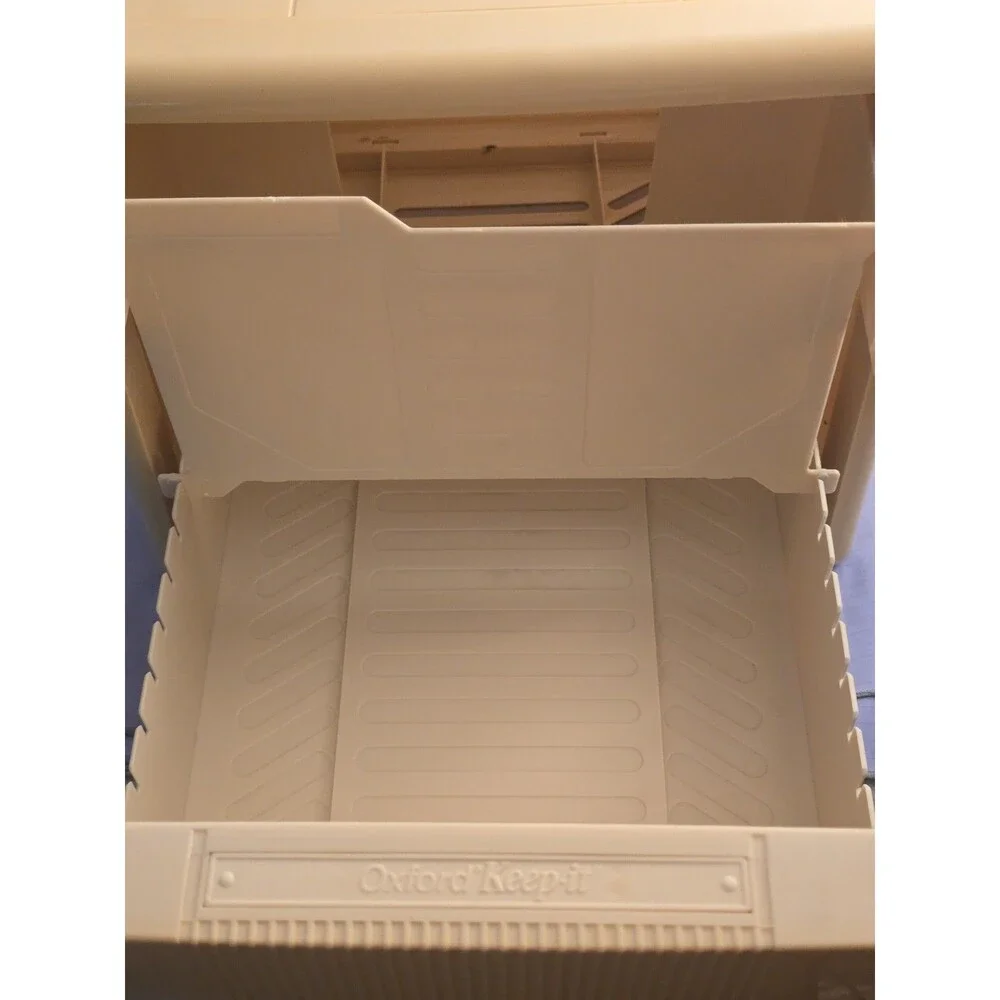 Vtg 80s Oxford Keep-it Stackable File Drawer Box Esselte Pendaflex Rare Beige...